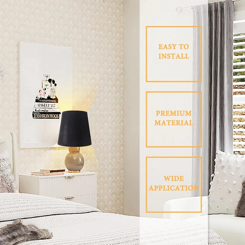 Description Picture 6 of itemBlack Lamp Shades With Gold Lining Clip On Light Shades Candle Chandelier Lampshades, Set Of 6