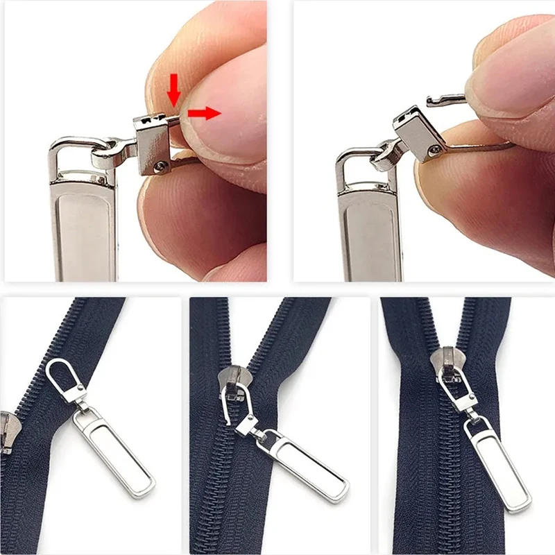 Description Picture 6 of item5/1Pcs Detachable Zipper Pull Metal Zippers Replacement Slider Heads Universal Zipper Repair Kit for Jackets Luggage Purse Coat