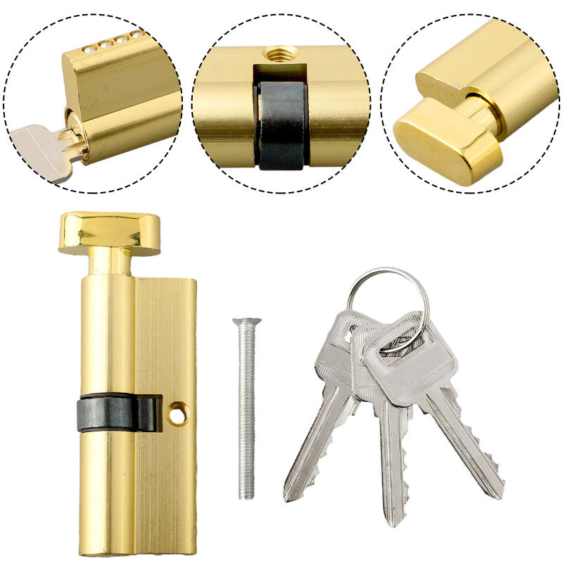 Description Picture 5 of item1 Set Door Cylinder Lock With 3 Keys Anti Pick Anti-Theft Door Lock Home Security Bedroom Thumb Turn Cylinder Door Lock
