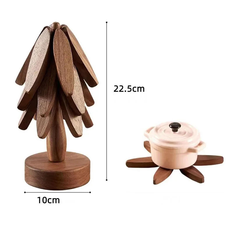 Description Picture 3 of item4PCS Tree Design Stand Wooden Trivets Anti Scald Heat Resistant Table Mat Coaster Wood Placemats Pot Kitchen Accessories