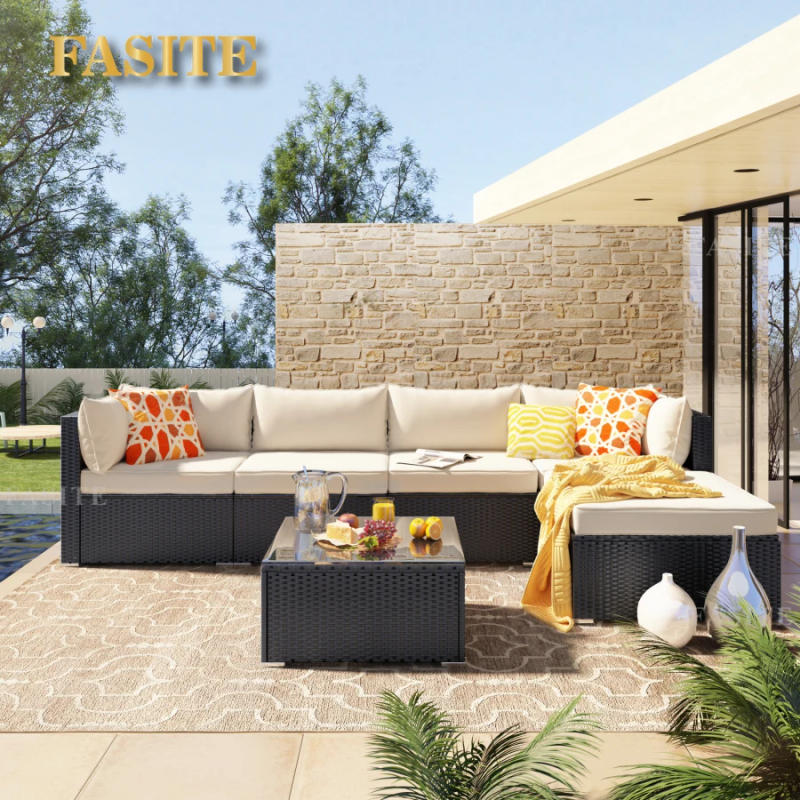 Description Picture 4 of itemCorner Sofa Thick Removable Cushions Rattan Wicker Lazy Luxury Couch Soutdoor Garden Sectional Meubles De Chambre Furniture Set