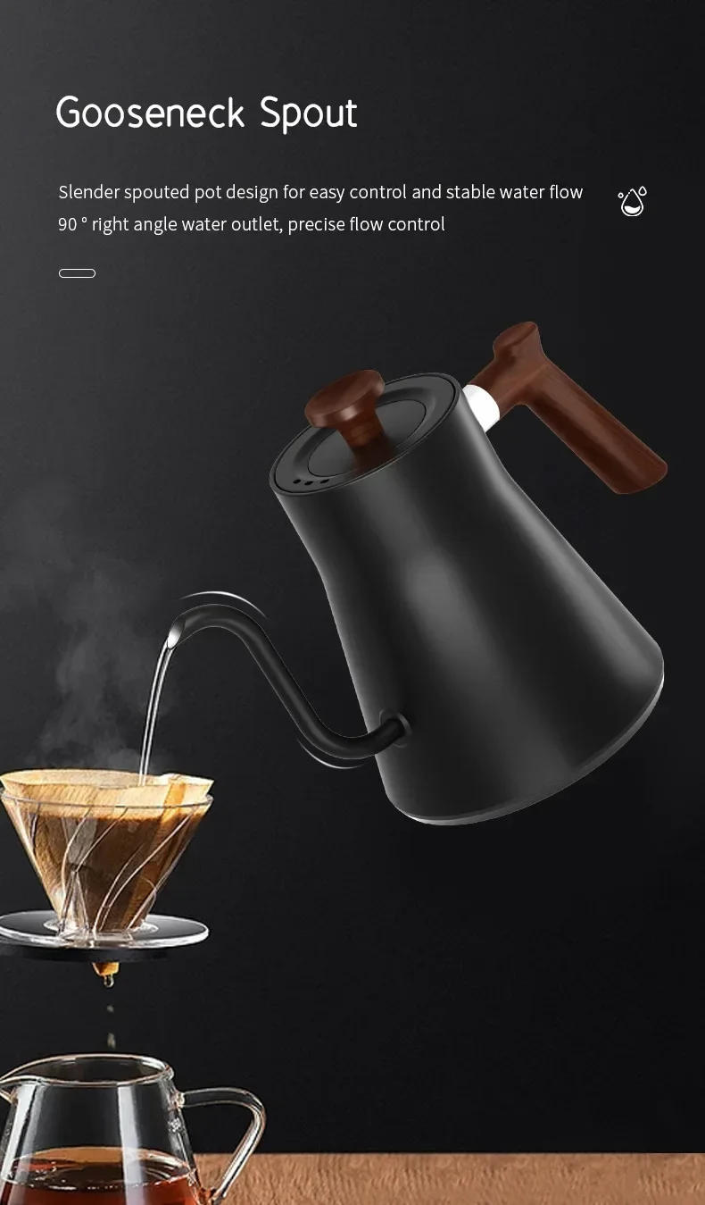 Description Picture 4 of item1000W Electric Gooseneck Kettle Hand Brew Coffee Pot Smart Teapot with Temperature Control Pot Rapid Heating Kettle 110V/220V