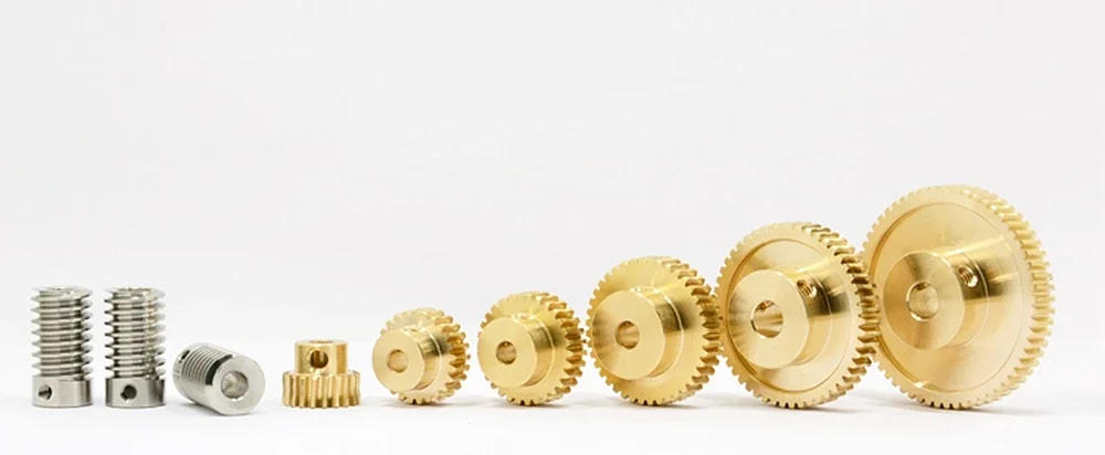 Description Picture 3 of item0.8M Precision Turbine Worm Gear Set 1:20/30/40/50/60 Teeth Stainless Steel Worm Copper Gear Accessories