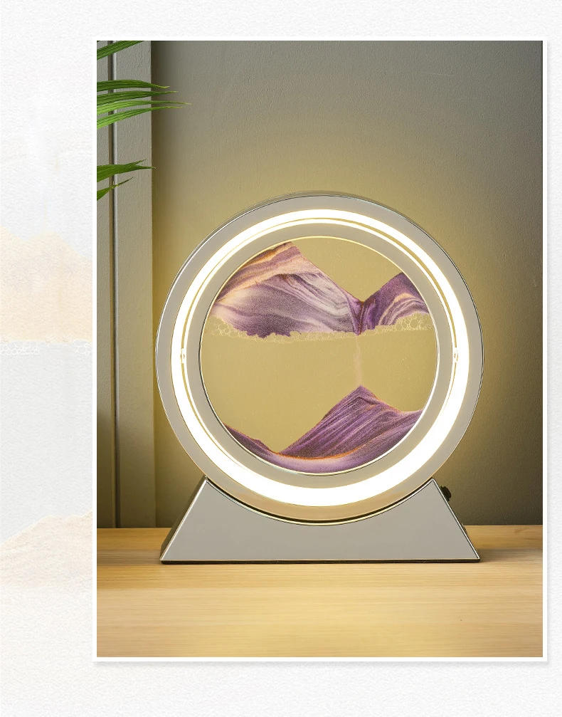 Description Picture 6 of itemMoving Sand Art Picture Table Lamp Quicksand Night Light 3D Sandscape Hourglass Room Lamps Flowing Sand Painting Home Decor Gift
