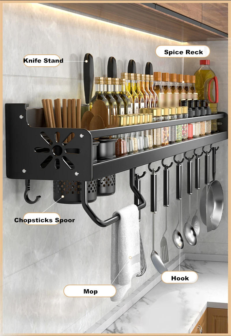 Description Picture 4 of itemKitchen Storage Rack Without Punching Multi-functional Household Wall-mounted Chopsticks And Knife Holder