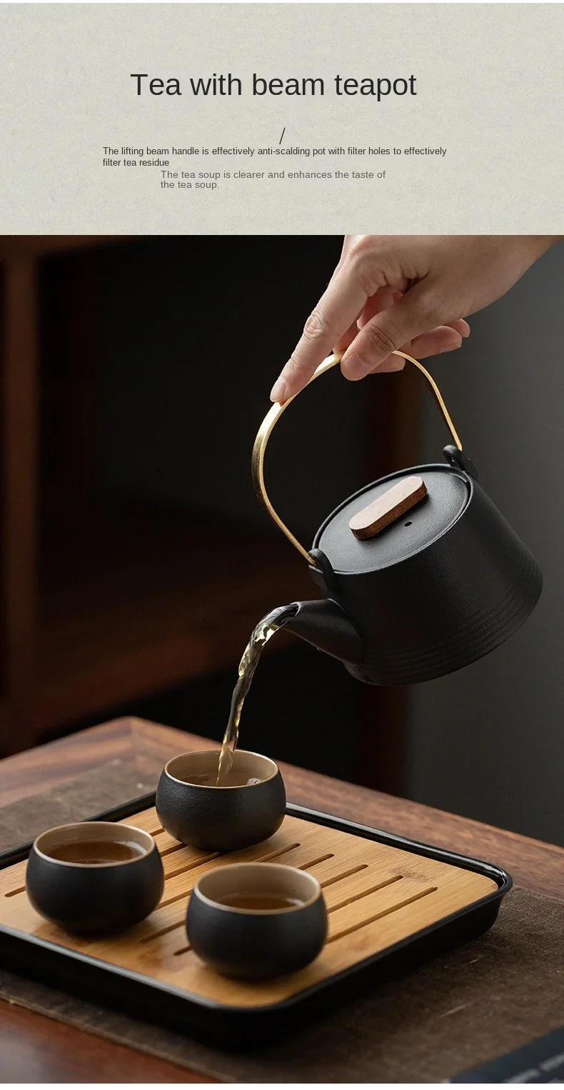 Description Picture 6 of itemQuality Chinese Tea Set Hand-held Black Ceramic Teapot  Set Kung Fu Tea Box Purple Sand Charm Tea Pet