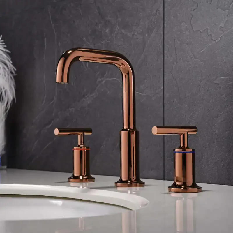 Description Picture 2 of itemRose Gold/Chrome/Matt Black/Brushed Gold Brass Double Handles Bathroom Basin Sink Faucet Water Mixer