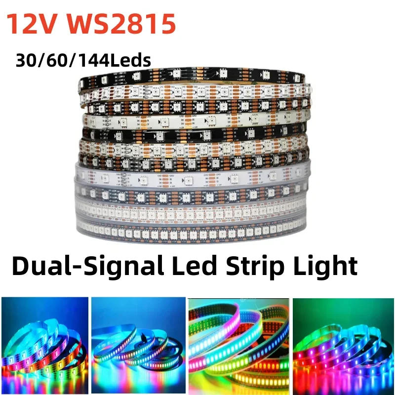 Description Picture 2 of itemDC12V WS2815(WS2812B WS2813 Update) RGB Led Pixel Strip,Individually Addressable White/Black PCB Dual-Signal Led Flexible Light