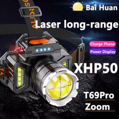 New LED Head Lamp Light High Power Rechargeable Induction Bald Light Long-Range Outdoor Zoom Headwear Fishing Light Wholesale