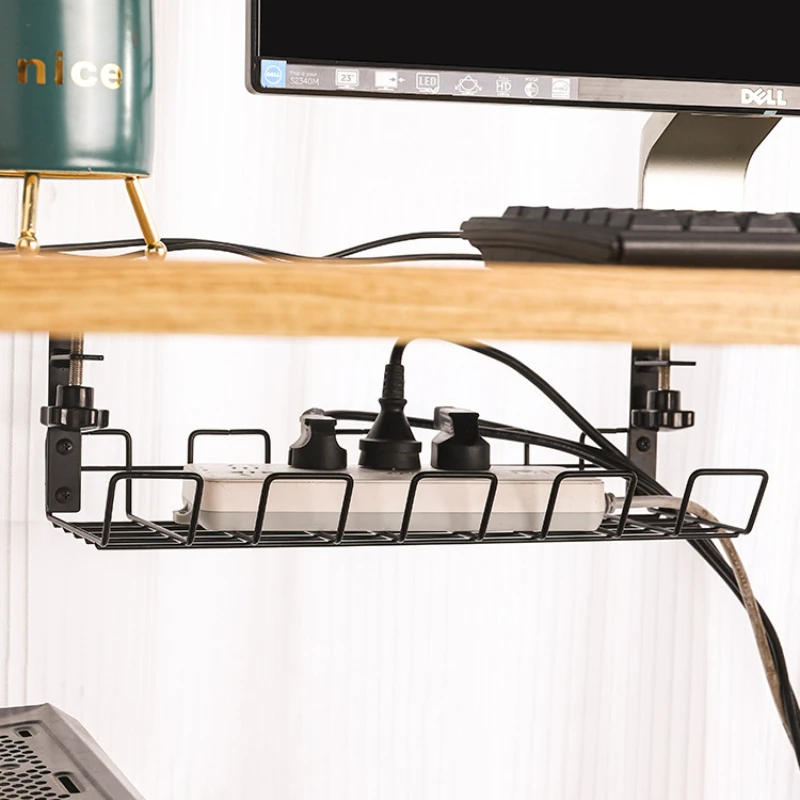 Description Picture 5 of itemUnder Table Storage Rack Metal Cable Management Tray Home Office Desk Wire Organizer No Punching Kitchen Storage Accessories