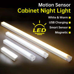 LED Night Light USB Rechargeable PIR Motion Sensor Closet Kitchen Under Cabinet Corridor Stair Lights Wireless Night Lamp