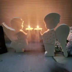 Angel Candle Holder Concrete Clay Molds Boy Girl Ornament Gypsum Plaster Mould Home Decoration Craft Art Making Epoxy Resin Mold