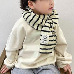 P15E Versatile Winter Stripe Scarf Kids Scarf Children Neck Scarves for Boys Girls