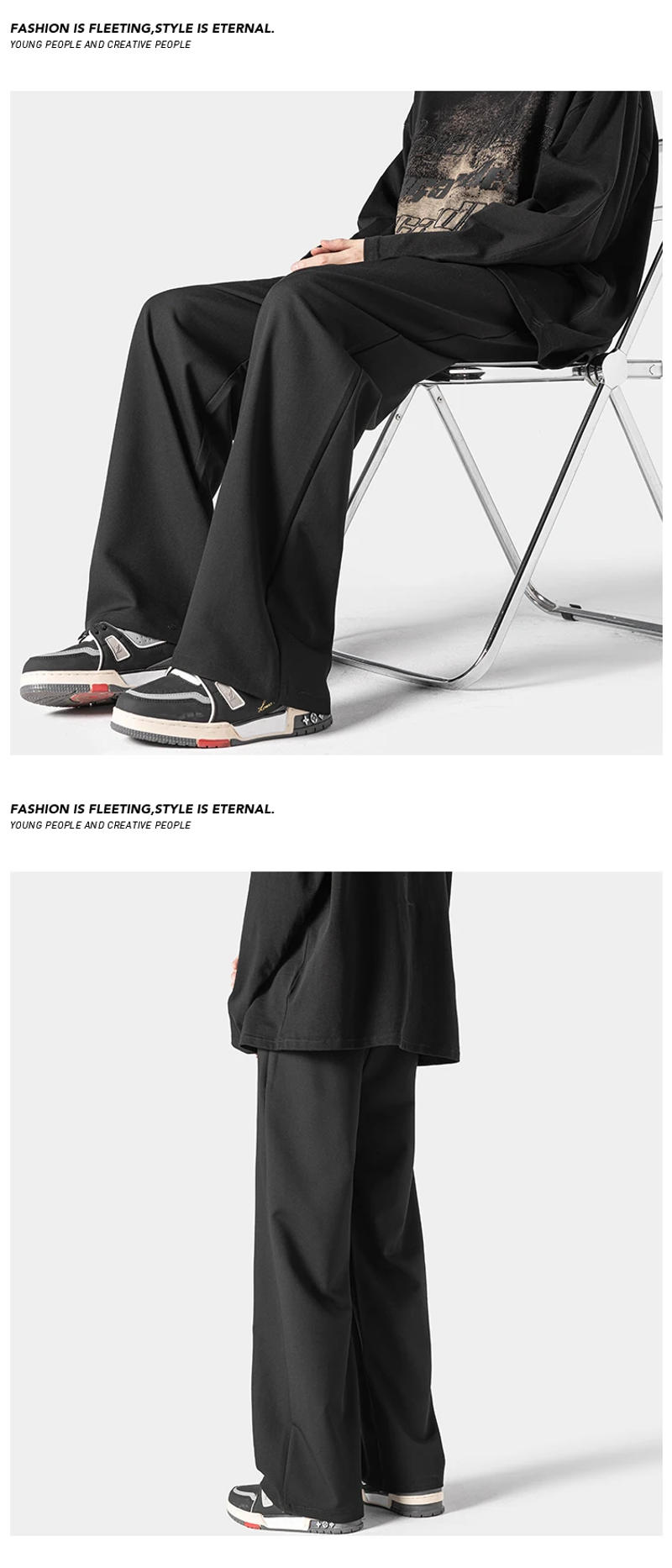 Description Picture 4 of itemKhaki/Black/Gray Mens Korean Solid Color Harem Pants Japanese Streetwear Harajuku Casual Loose Trousers Plus Size 5XL-M