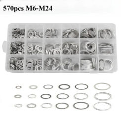 570 Pieces Aluminum Oil Drain Plug Gaskets Assortment Kit Oil Crush Flat Washers Combination Kit 18 Sizes