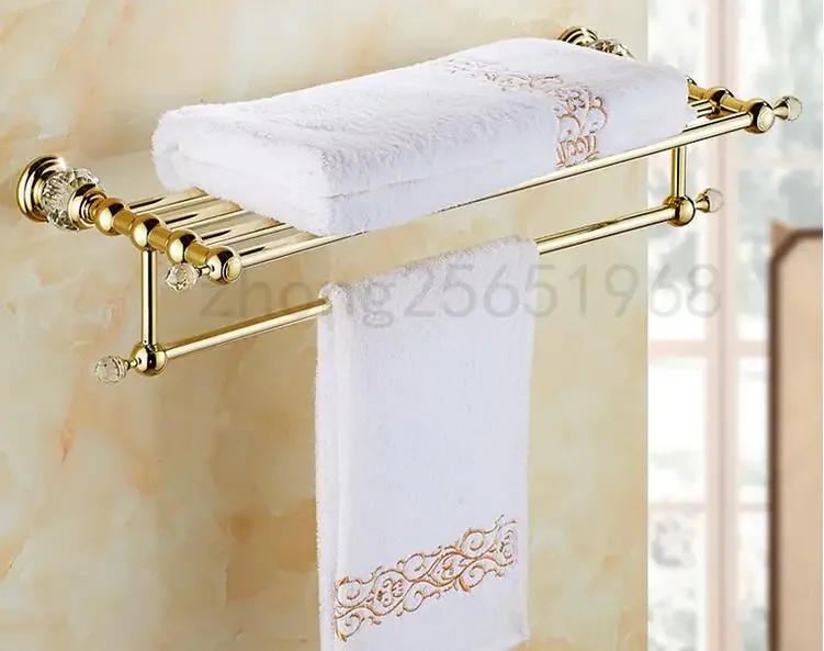 Description Picture 3 of itemGold Crystal Towel Rack European Bathroom Hooks Hardware Suite Bathroom Brass Shower Basket Towel Ring Bathroom Accessories