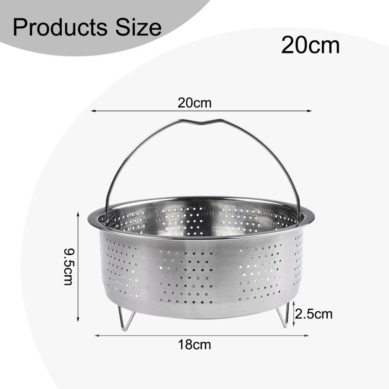Description Picture 5 of itemSteamer Basket Steamer Pot Bar Dining For Pressure Cooker Steam Basket Silver Stainless Steel Home Silicone Handle