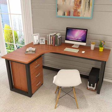 Office Minimalist Household Use Corner Computer Desk L-Shaped Table With High Strength Steel Frame Board For Bedroom Study