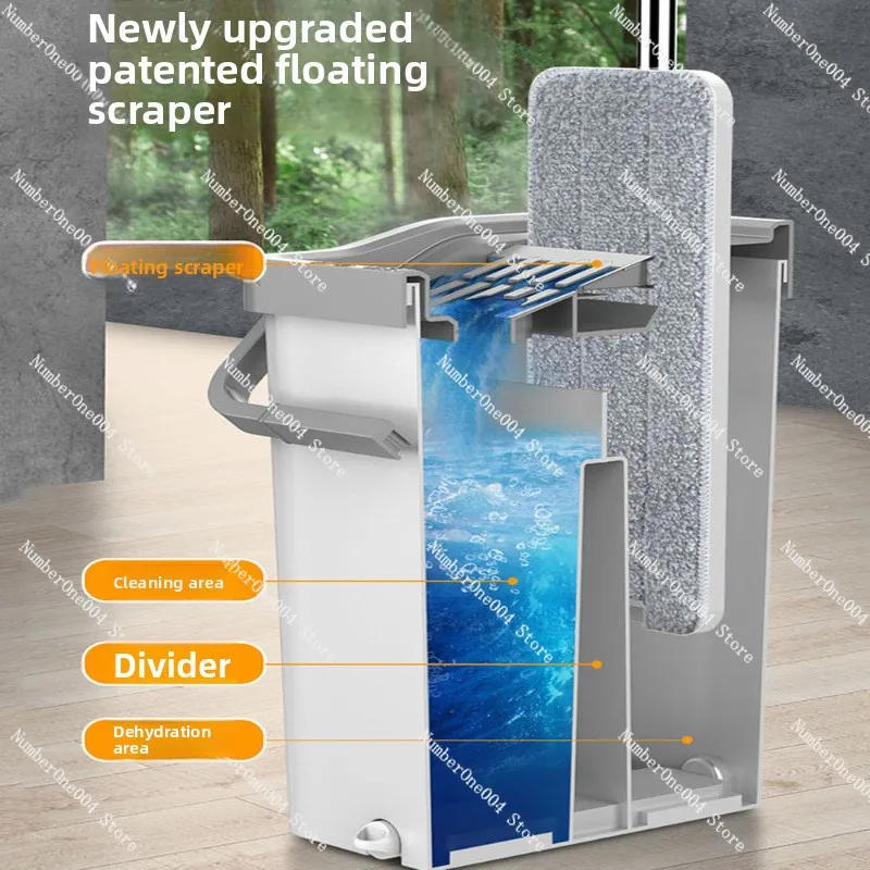 Description Picture 6 of itemLazy Mop Artifact Household One-mop Clean Hand-washing Flat Mop Absorbent Mop Tow Set with Bucket