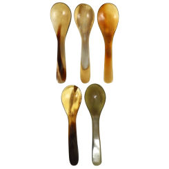 5 Pcs Spoons Natural Horn Coffee Scoop Ice Cream (set 5) Appetizer Cake Dessert Stirring Tea Short Handle for Bar