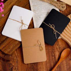 10Pcs Folding Kraft Paper Blank Cards with Rope Gift Blessing Card for Christmas Wedding Birthday Invitation Card Decoration
