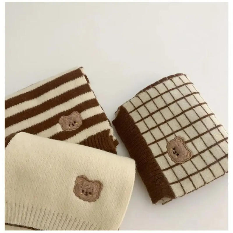 Description Picture 3 of itemDurable Knitted Wool Plain Scarf Plain Milk Tea Color Baby Scarf Warm Kids Wool Scarves