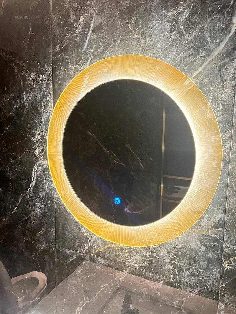 Description Picture 5 of itemFrench Glass Bathroom Mirrors for Toilets Round Folds with Light Design Mirrors Fashionable Creative Commercial Mirror for Cafes