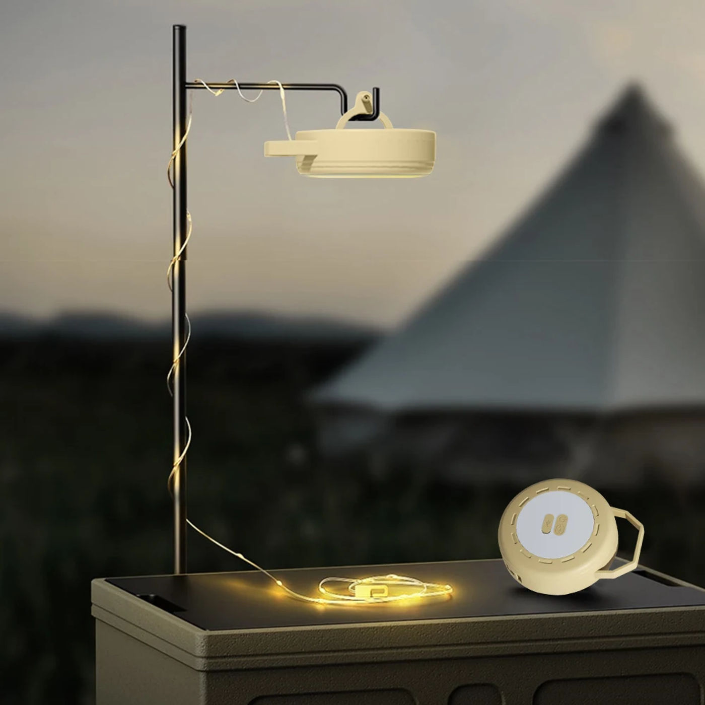 Description Picture 6 of item2 In 1 LED Portable String Lamp with Hook Outdoor Tent Light USB Rechargeable Garden Decoration Lamp 2000mAh for Outdoor Garden