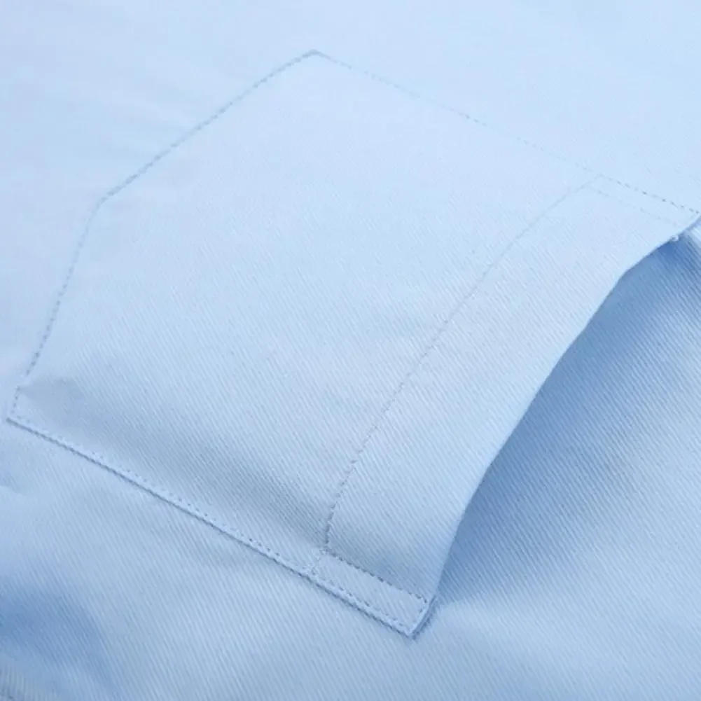 Description Picture 6 of itemBlack and White Patchwork Long Sleeve Shirt Men's Business Office Cotton Shirt Sky Blue Slim Fit