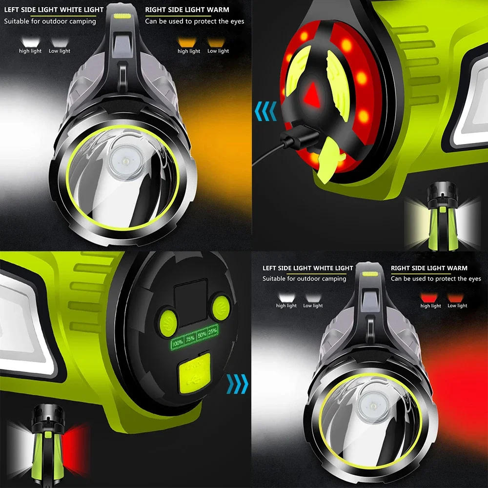 Description Picture 3 of itemLED Flashlight Powerful Searchlight USB Rechargeable Work Light Waterproof Camping Lantern Torch Spotlight Power Bank