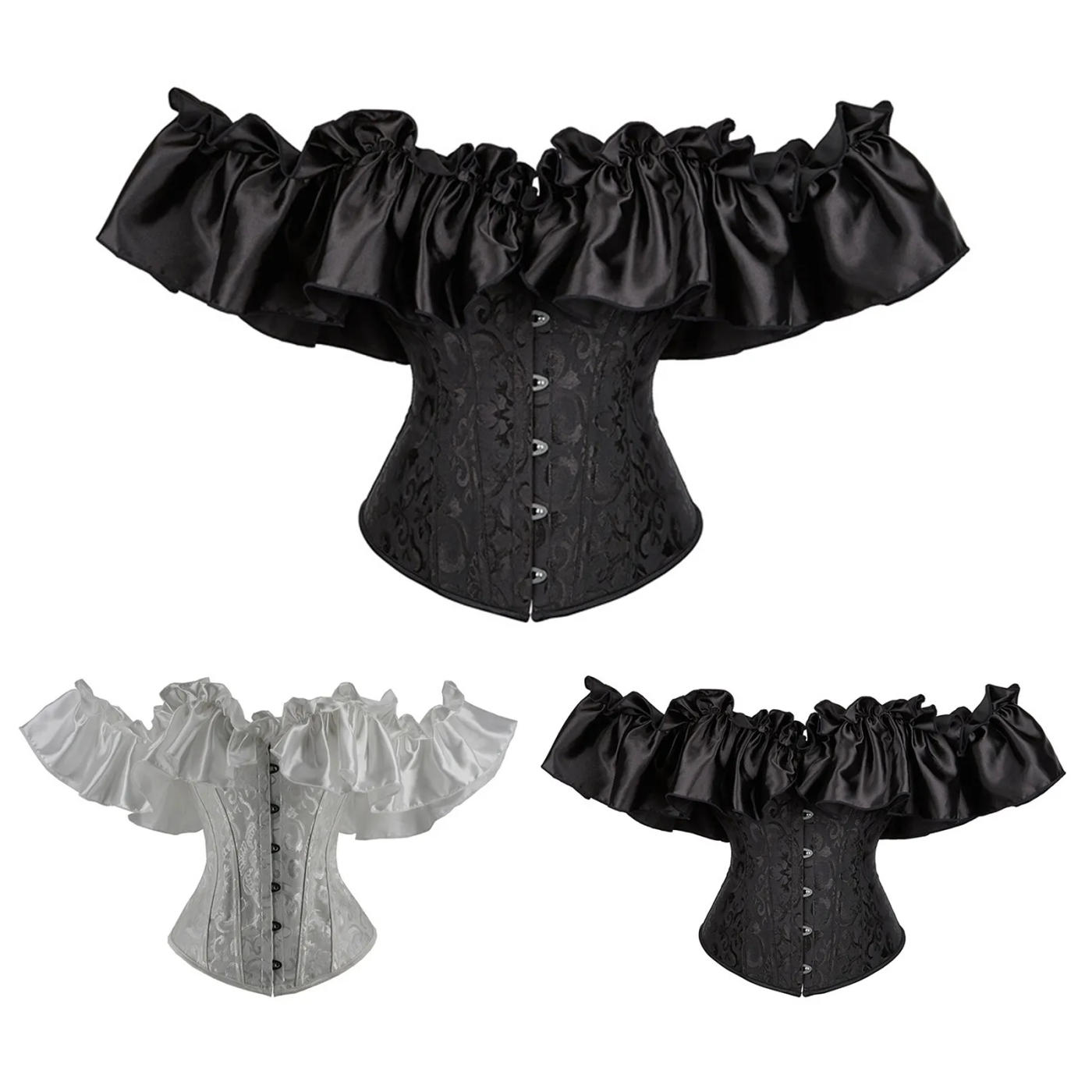 Description Picture 2 of itemLadies Jacquard Victorian Corset Silk Lace Plus Size Butt Lifter Boned Jacquard Shapewear For Women Body Shaping Clothes корсет