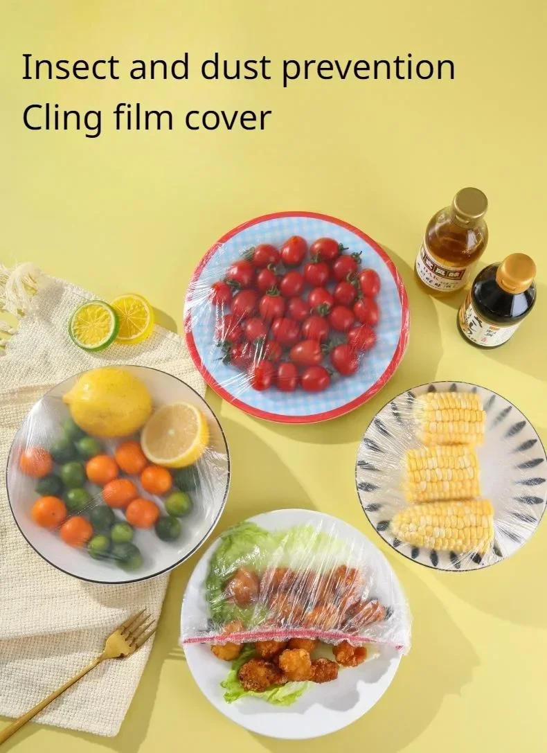 Description Picture 4 of itemDisposable Food Covers Elastic Plastic Wrap Food Grade Fresh-keeping Lids Storage Bag Shoe Covers Shower Headgear Bowl Caps