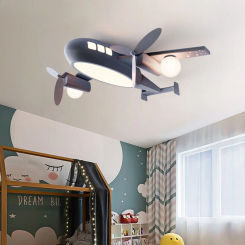 Nordic Indoor AirPlane Blue Gray LED Ceiling Lamp For Study Kids Room Kitchen Home Decor Lighting Lights Lustre Fixture Dimmable