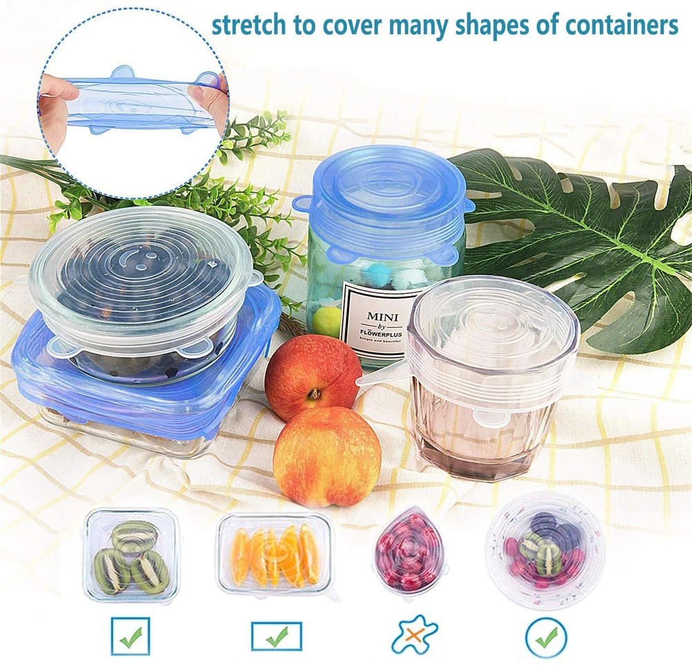 Description Picture 4 of item6pcs Housewares Kitchen Storage Organization Can Lids Universal Silicone Lid for Cookware Bowls Reusable Stretch Cover & Food