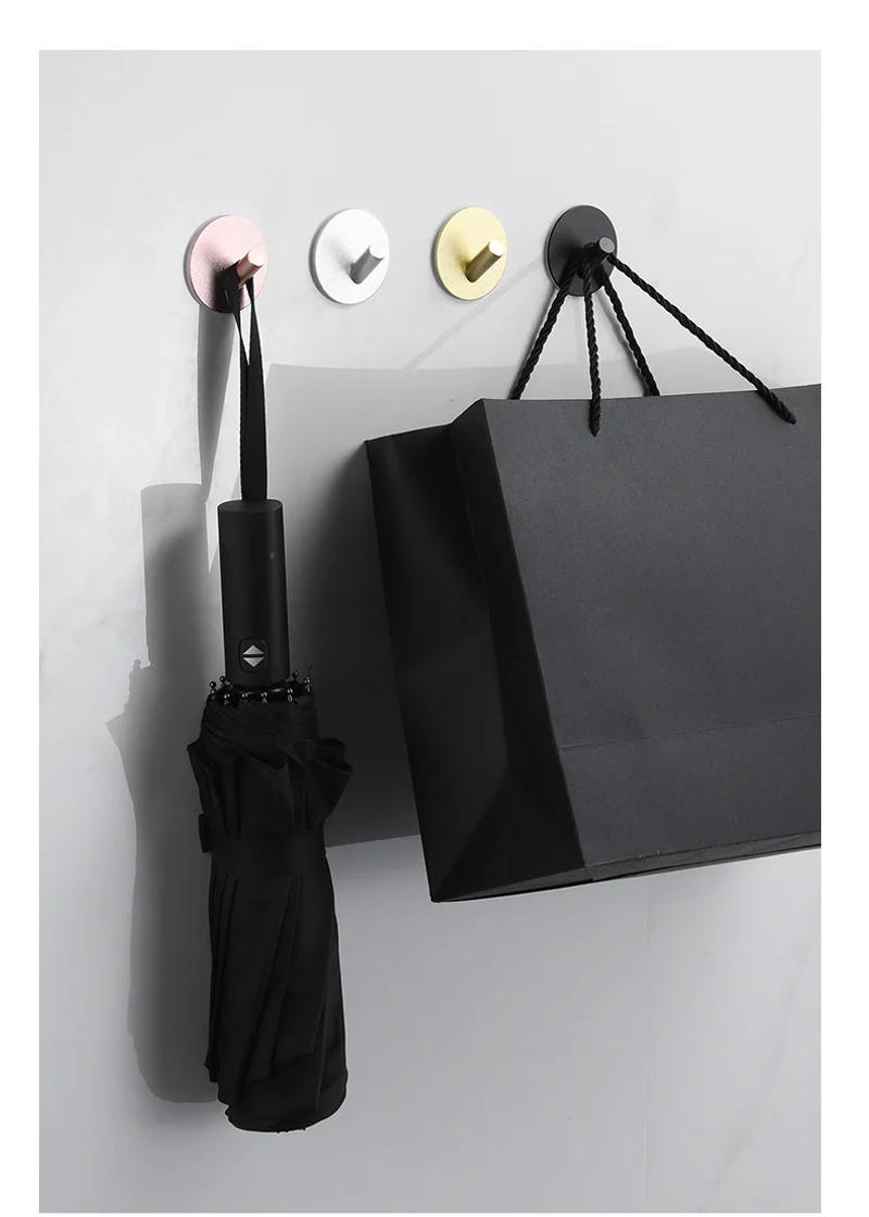 Description Picture 5 of item2PCS Self Adhesive Wall Hook Multi-purpose Black Gold Hanging Hooks For Wall Bathroom Towel holder No Drill Bathroom Organaizer