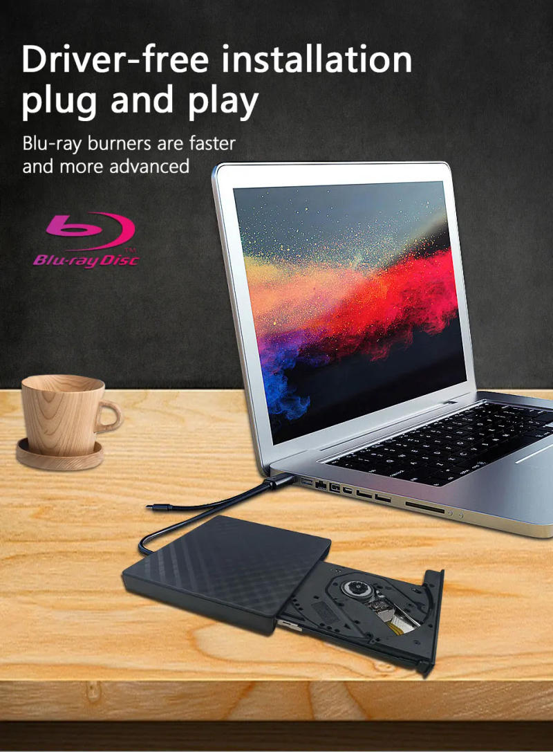 Description Picture 6 of item2 in 1 USB3.0 Type C Slim External DVD RW CD Writer Drive Burner Reader Player Optical Drives For Laptop PC Portable DVD Burner