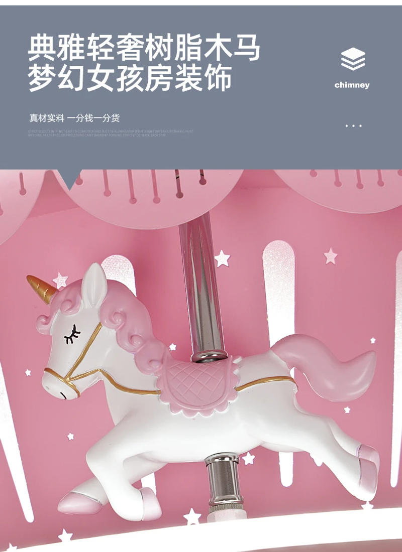 Description Picture 3 of itemCarousel, Invisible Ceiling Fan Light, Kids Fan Light, Girl, Princess Room, Bedroom, Cartoon Chandelier, Creative Lamp