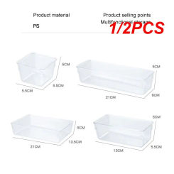 1/2PCS Transparent Desk Drawer Organizers Acrylic Box Makeup Organizer Clear Plastic Storage Box Jewelry Box Cosmetic Desk