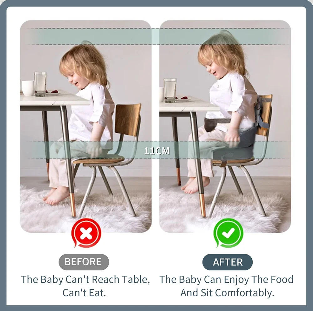 Description Picture 6 of itemKids Dining Table Seat Booster Cushion Removable Portable Kids Dining Chair Booster Cushion Sponge Seat Cushion Anti-slip Mat