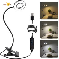 LED Desk Lamp with Clamp Dimmable Clip on Reading Book Light 10 Brightness Level 3 Lighting Modes Flexible Study USB Table Lamp