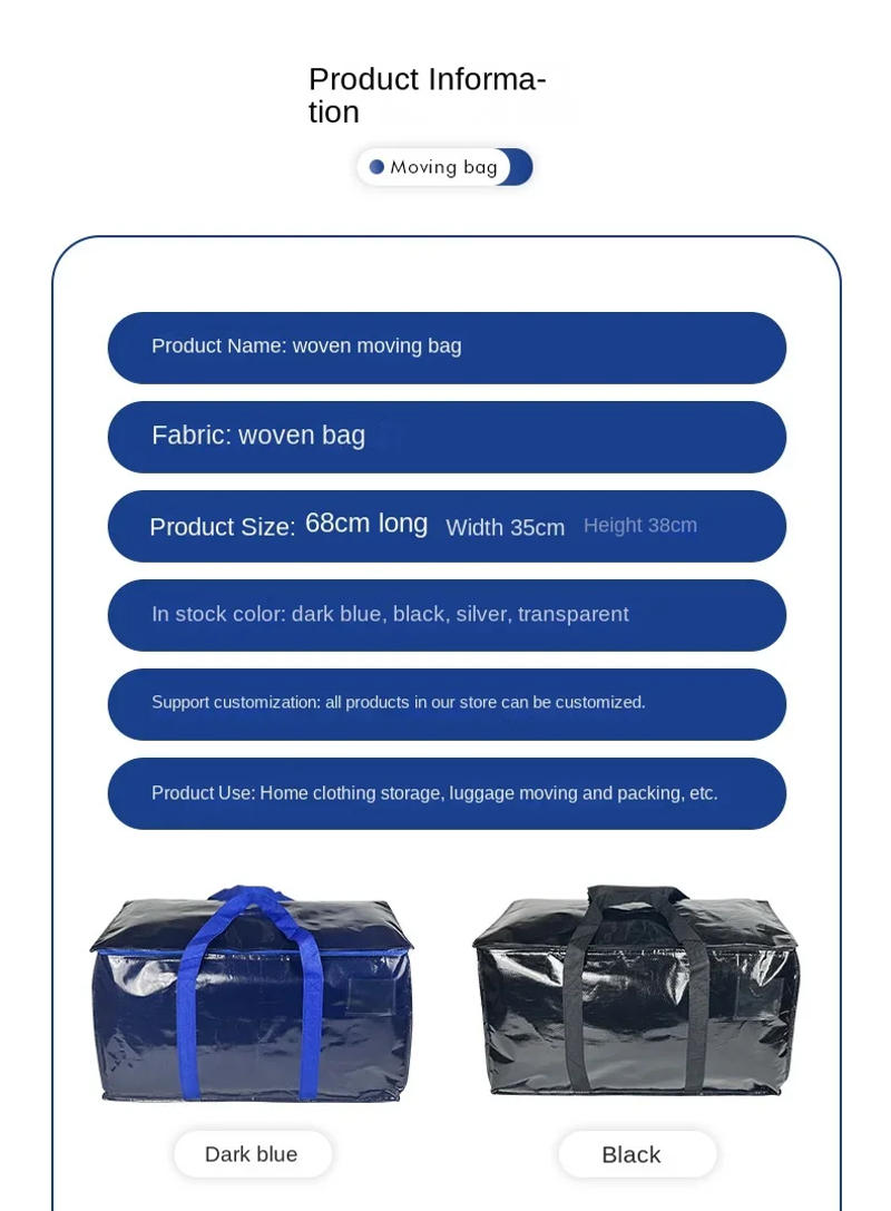 Description Picture 3 of item1-10PCS Waterproof Moisture-proof Luggage Bag Large Storage Bag Knitted Quilt Clothes Bag Foldable Clothes Storage Bag