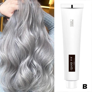 Gray Color Hair Dye Cream Unisex Smoky Gray Punk Style 100ml Light Grey Silver Permanent Hair Dye Color Cream Unisex Hair Creams