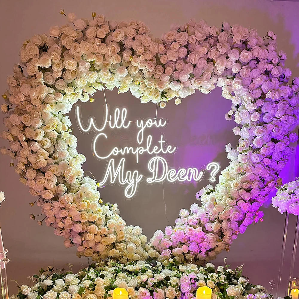 Description Picture 4 of itemWill You Complete My Deen? Neon Sign Custom Wedding Engagement Party Backdrop LED Neon Light Anniversary Party Decor Light Signs