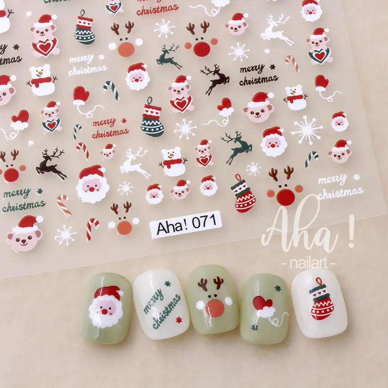 Description Picture 4 of item1PC Christmas Santa Claus Elk Nail Art Stickers 3D Snowflake New Year Cartoon Nail Decor Decals Xmas Adhesive Manicure Sliders ^