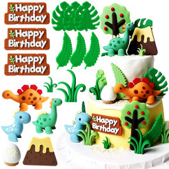 LaVenty Luxury Little Dinosaur Cake Decorations Dinosaur Cupcake Topper for Birthday Gender Reveal Party Supplies