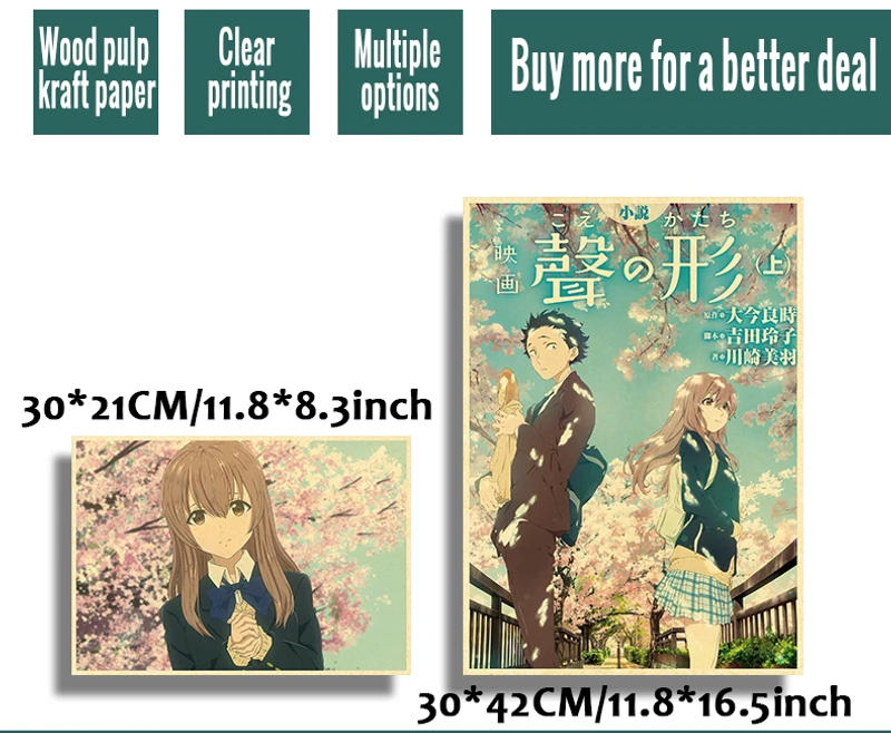 Description Picture 4 of itemAnime Poster A Silent Voice Posters Retro Kraft Paper Vintage Home Decor Painting Living Picture Gift Wall Stickers Cafe