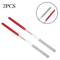 0.12*5.51" Red Plastic Handle Metal Stone Grinding Flat Diamond Needle File For Fine Filing And Polishing Non-slip Handle Files