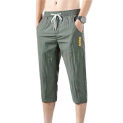 Men Trousers Straight Men Sweatpants Slim Fit Casual  Great Elastic Waist Deep Crotch Men Cropped Pants