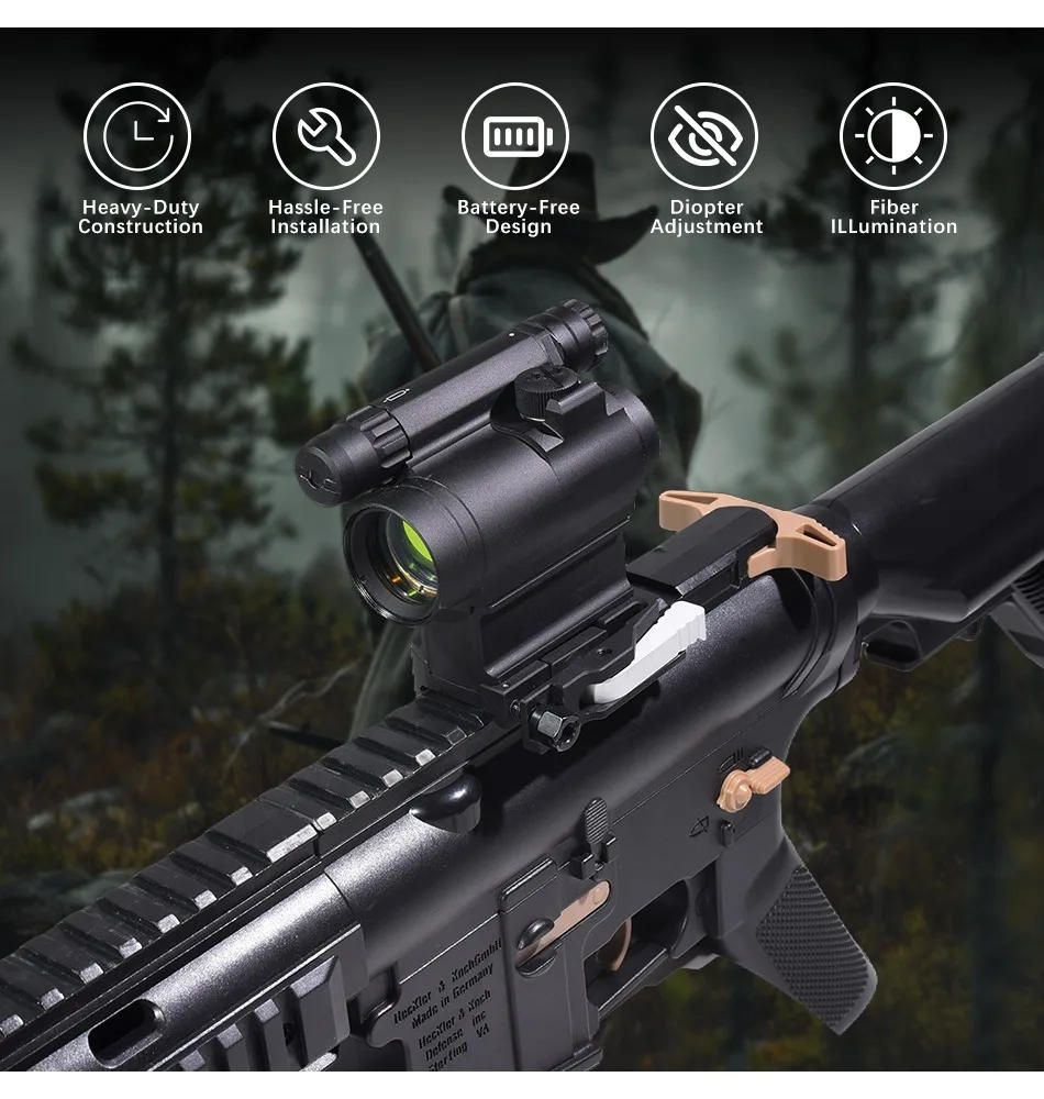 Description Picture 5 of itemM5 Red Dot Sight 2MOA Reticle for Hunting Airsoft Optical Scope with Quick Disassembly Full Markings 1X22mm Compact Riflescopes