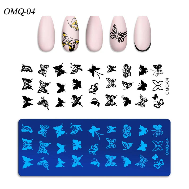 Description Picture 3 of item1PCS 12*4CM Nail Art Stamping Plate Butterfly Flower Geometry Leaves Image Stamp Templates Stencil Plates For Polish Nails Decor